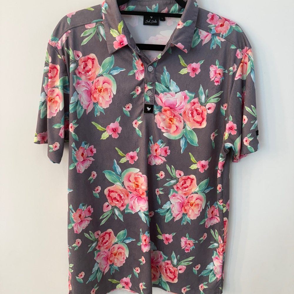 Bad Birdie Floral Golf Polo Shirt
